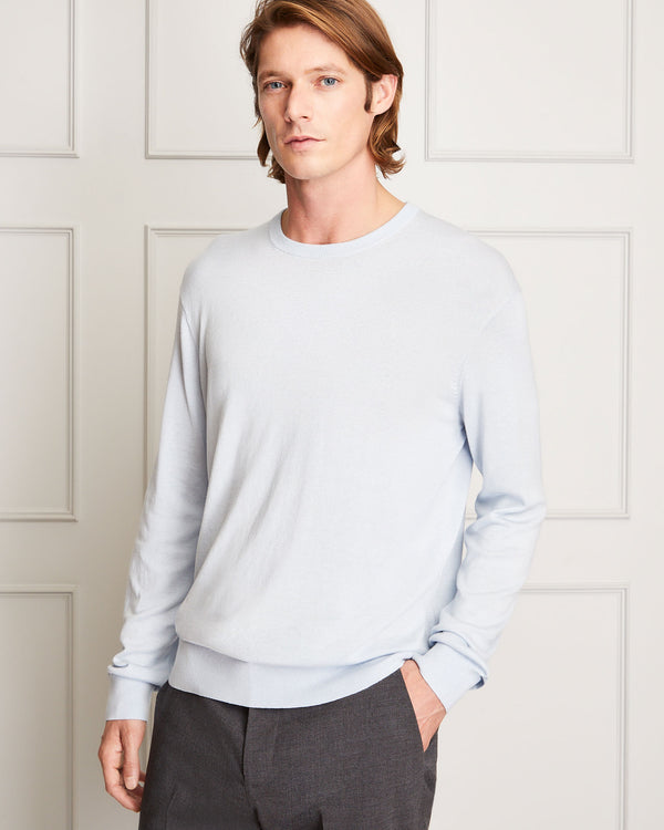 club monaco Fine Gauge Silk Blend Crewneck Light Blue