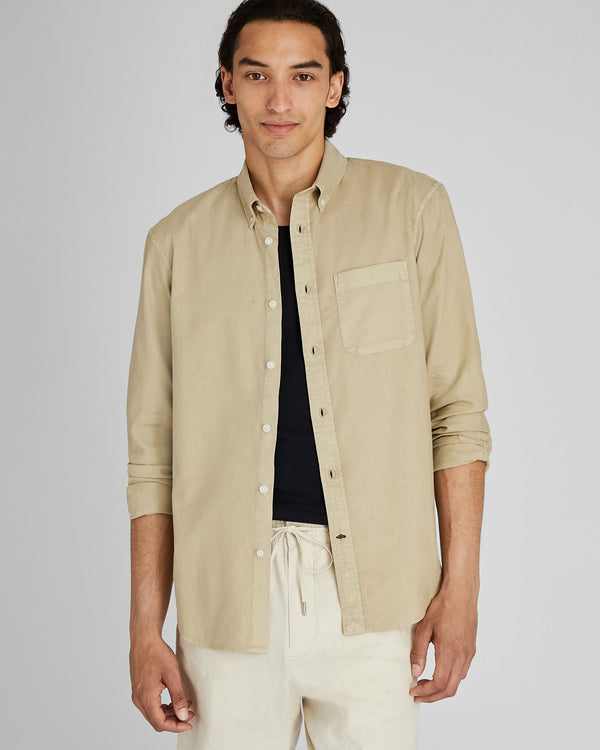 club monaco Garment-Dyed Slim Lightweight Oxford Shirt Stripe - Light Blue