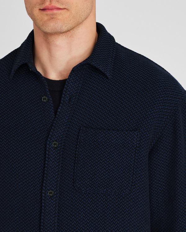 Club Monaco Herringbone Texture Shirt Dark Blue Mix
