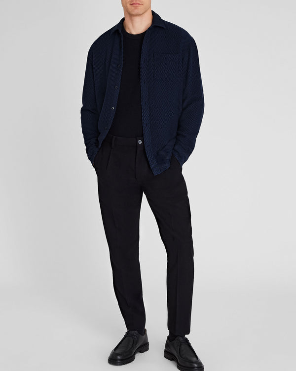 Club Monaco Herringbone Texture Shirt Dark Blue Mix