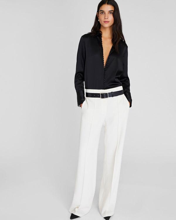Club Monaco High-Rise Fluid Crepe Trouser Off White