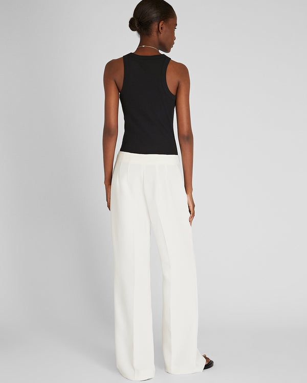Club Monaco High-Rise Fluid Crepe Trouser Off White