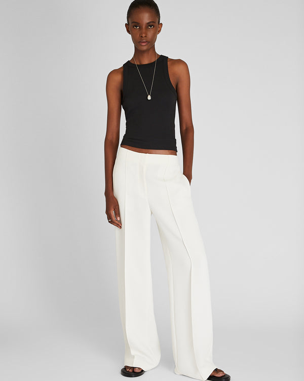 club monaco High-Rise Fluid Crepe Trouser Off White