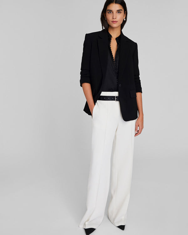 club monaco High-Rise Fluid Crepe Trouser Off White