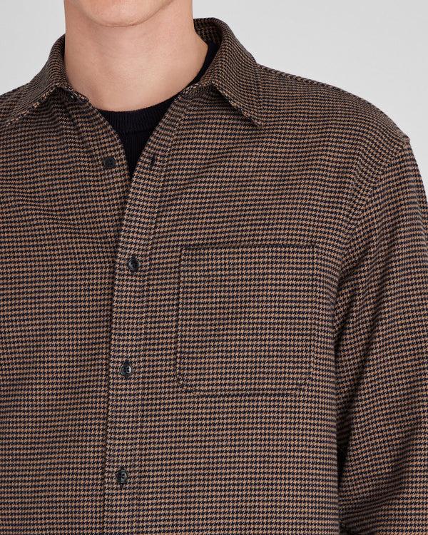Club Monaco Houndstooth Heavyweight Flannel Shirt Brown Mix