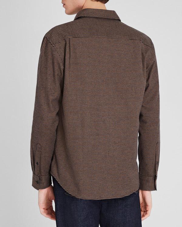 Club Monaco Houndstooth Heavyweight Flannel Shirt Brown Mix