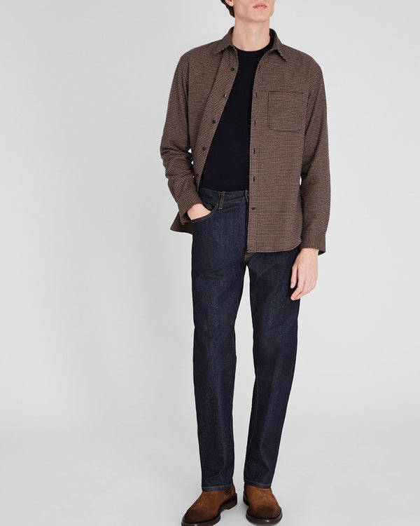 Club Monaco Houndstooth Heavyweight Flannel Shirt Brown Mix