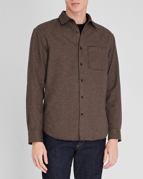 club monaco Houndstooth Heavyweight Flannel Shirt Brown Mix