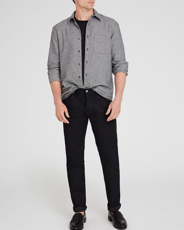 Club Monaco Houndstooth Lightweight Flannel Shirt Black