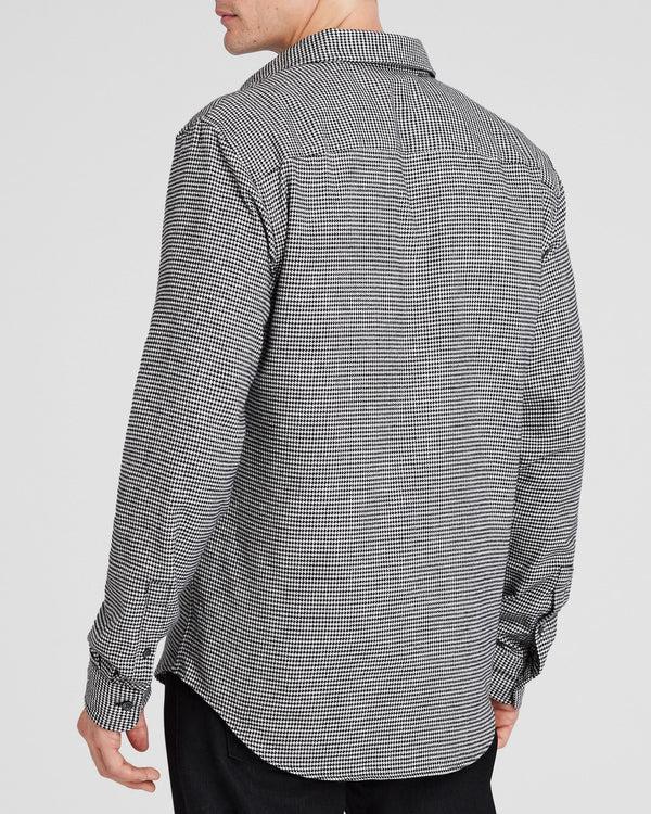 Club Monaco Houndstooth Lightweight Flannel Shirt Black