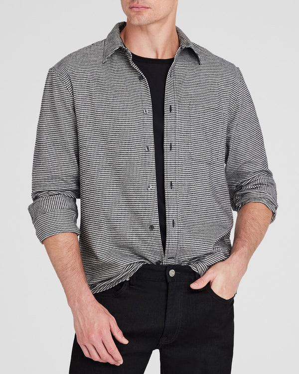 club monaco Houndstooth Lightweight Flannel Shirt Black
