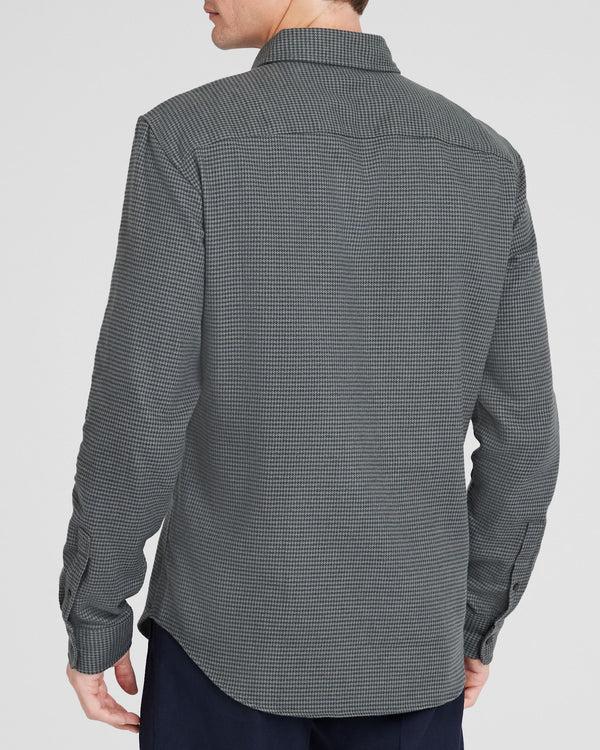 Club Monaco Houndstooth Lightweight Flannel Shirt Olive