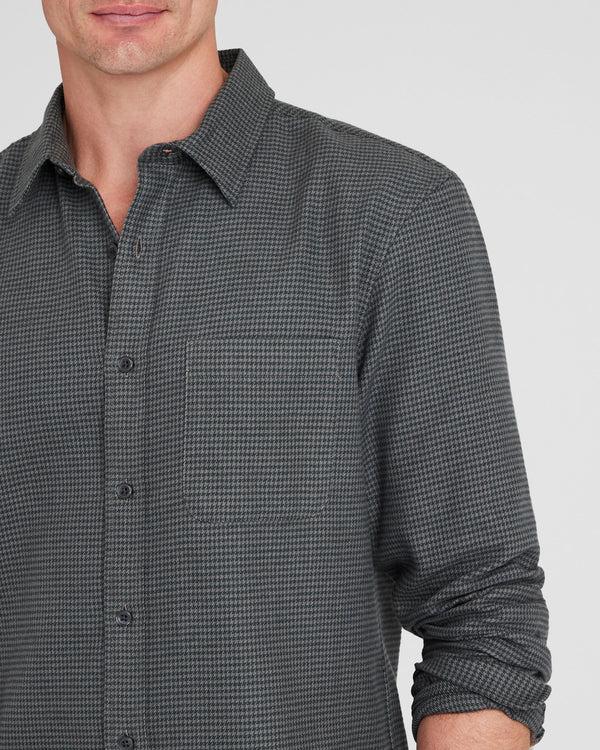 Club Monaco Houndstooth Lightweight Flannel Shirt Olive