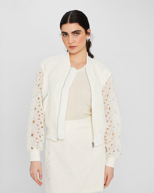club monaco Lace Utility Bomber Jacket Blanc De Blanc