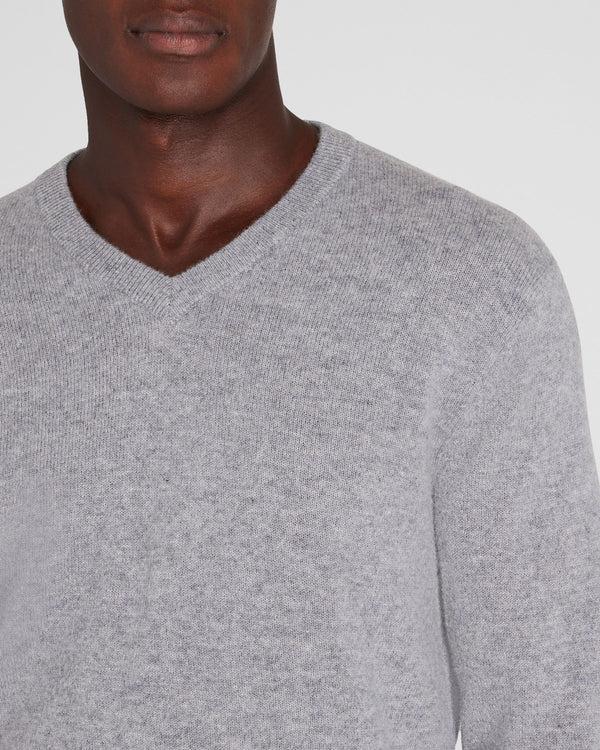 Club Monaco Lightweight Cashmere V-Neck Sweater Heather Grey