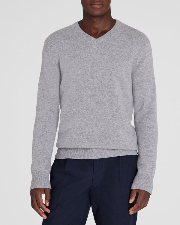 club monaco Lightweight Cashmere V-Neck Sweater Heather Grey