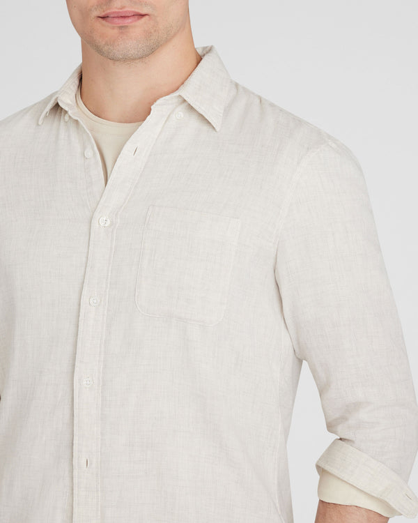 Club Monaco Lightweight Doubleface Long-Sleeve Shirt Ivory Mix