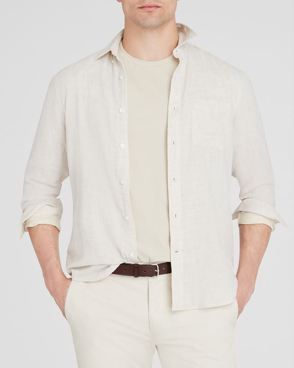 Club Monaco Lightweight Doubleface Long-Sleeve Shirt Ivory Mix