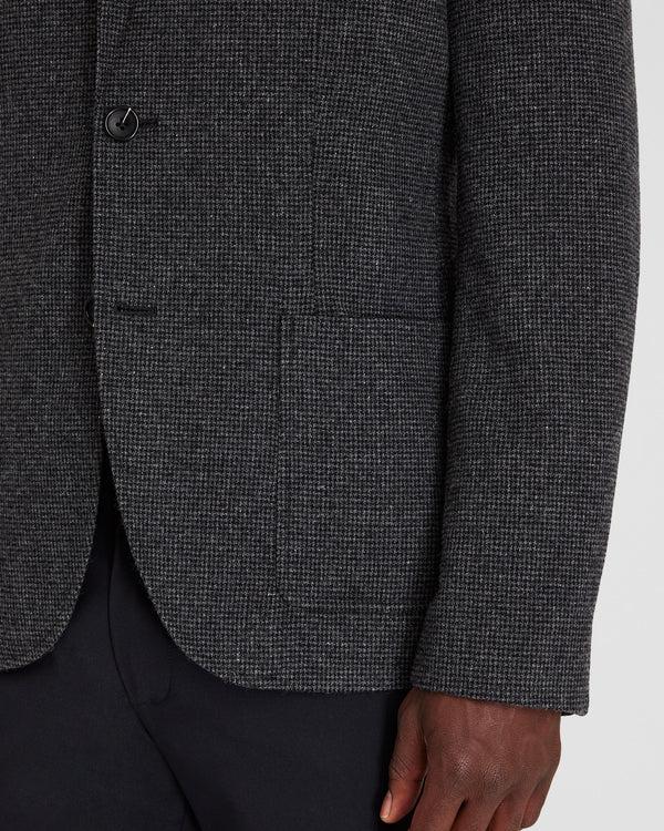 Club Monaco Lightweight Wool Blend Houndstooth Blazer Black Mix