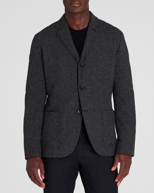 club monaco Lightweight Wool Blend Houndstooth Blazer Black Mix