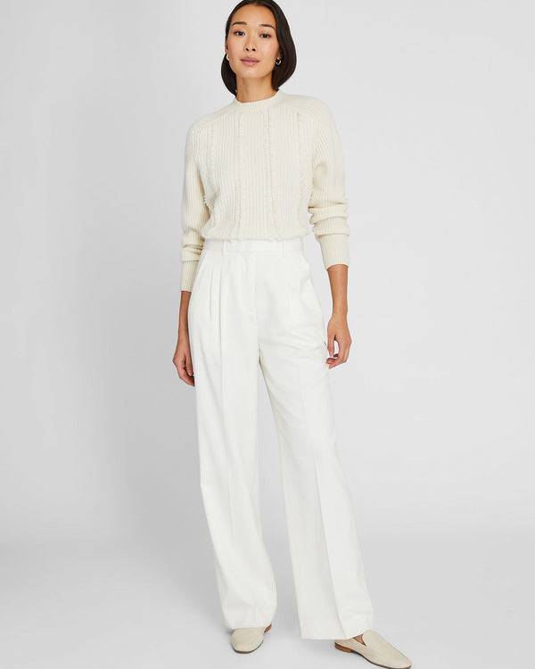 club monaco Lightweight Wool Pleated Trouser Off White