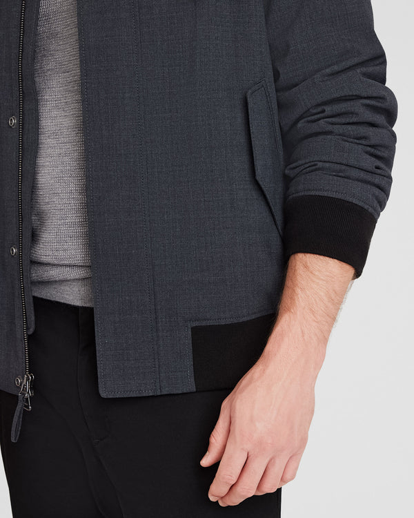 Club Monaco Lightweight Wool Refined Bomber Heather Grey