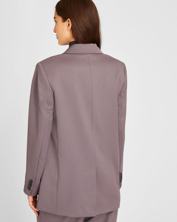 Club Monaco Lightweight Wool Relaxed Double Breasted Blazer Dark Purple