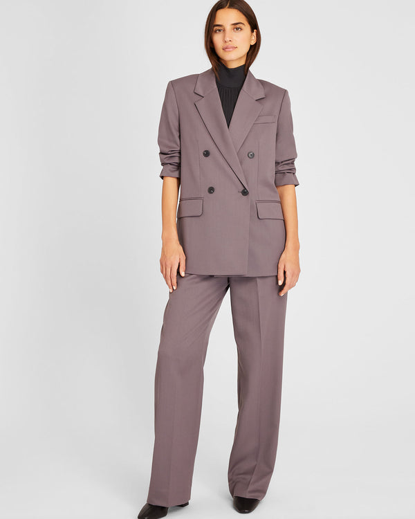 Club Monaco Lightweight Wool Relaxed Double Breasted Blazer Dark Purple