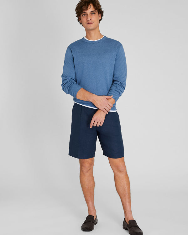 Club Monaco Linen Blend Long-Sleeve Crewneck Medium Blue