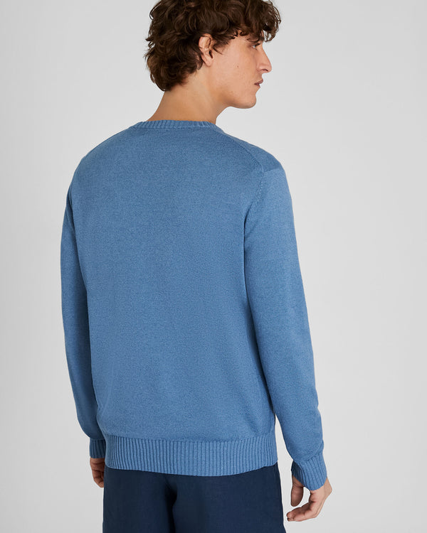 Club Monaco Linen Blend Long-Sleeve Crewneck Medium Blue