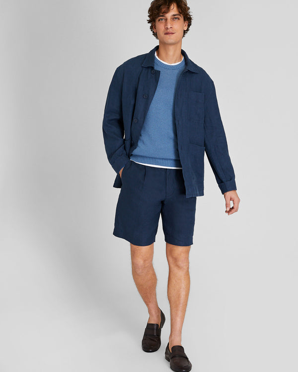 Club Monaco Linen Blend Long-Sleeve Crewneck Medium Blue