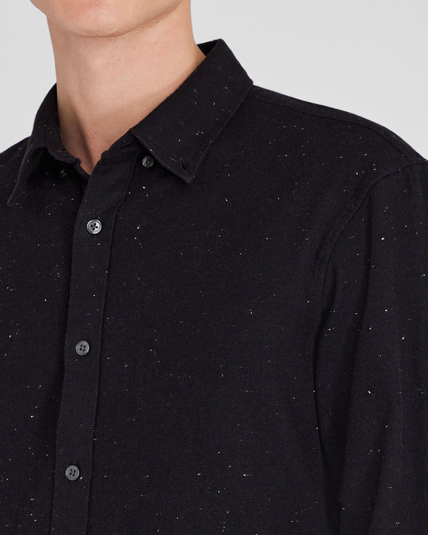 Club Monaco Long-Sleeve Donegal Cotton Blend Shirt Black