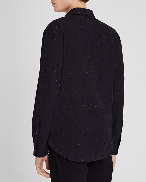 Club Monaco Long-Sleeve Donegal Cotton Blend Shirt Black