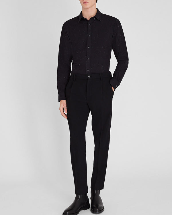 Club Monaco Long-Sleeve Donegal Cotton Blend Shirt Black