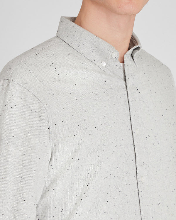 Club Monaco Long-Sleeve Donegal Cotton Blend Shirt Grey