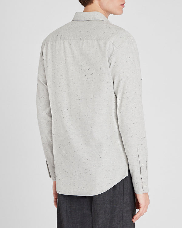 Club Monaco Long-Sleeve Donegal Cotton Blend Shirt Grey