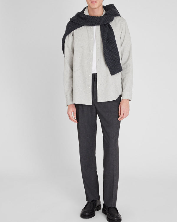 Club Monaco Long-Sleeve Donegal Cotton Blend Shirt Grey