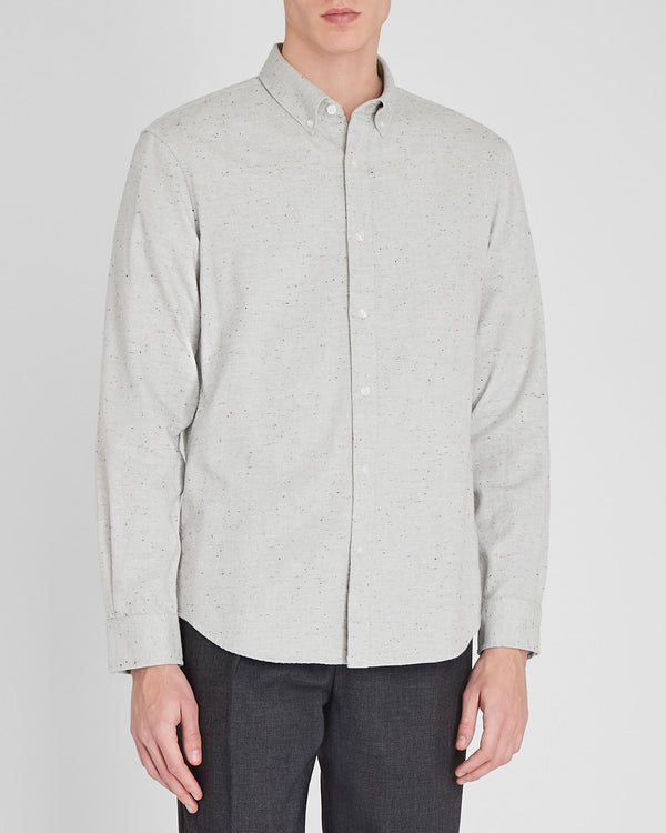 club monaco Long-Sleeve Donegal Cotton Blend Shirt Grey