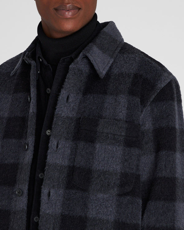 Club Monaco Long-Sleeve High-Texture Shirt Jacket Blue Mix