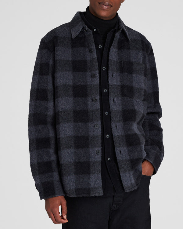 club monaco Long-Sleeve High-Texture Shirt Jacket Blue Mix