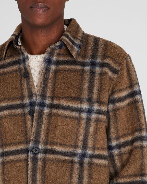 Club Monaco Long-Sleeve High-Texture Shirt Jacket Tan Mix