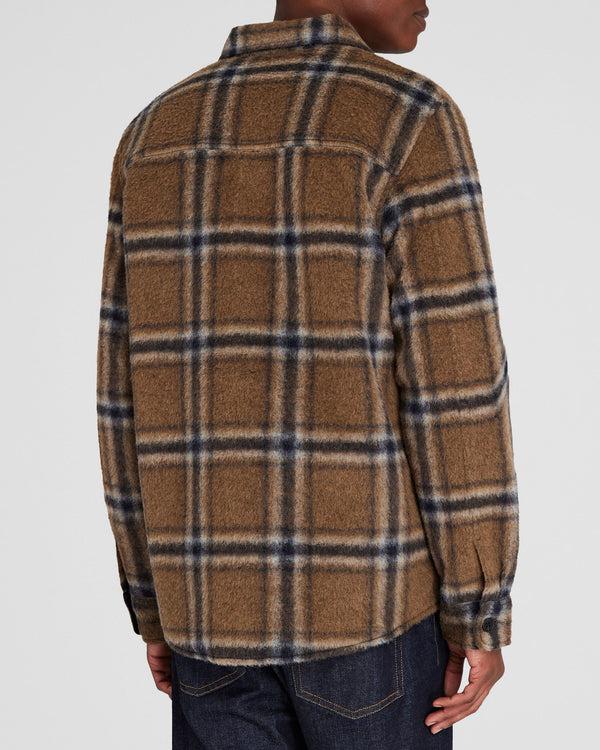 Club Monaco Long-Sleeve High-Texture Shirt Jacket Tan Mix