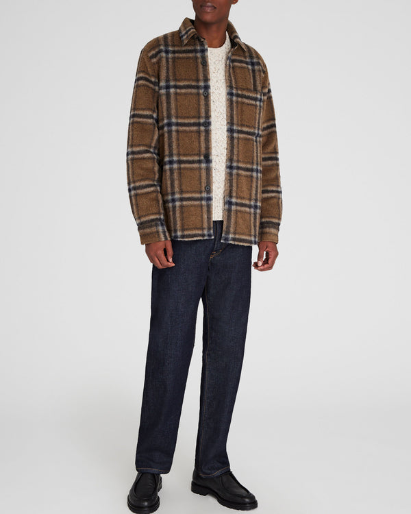 Club Monaco Long-Sleeve High-Texture Shirt Jacket Tan Mix