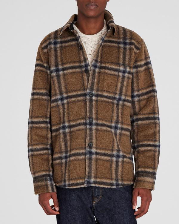 club monaco Long-Sleeve High-Texture Shirt Jacket Tan Mix