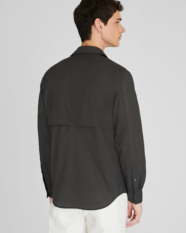 Club Monaco Long Sleeve Lightweight Tech Shirt Gunmetal Black