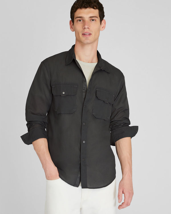 club monaco Long Sleeve Lightweight Tech Shirt Gunmetal Black