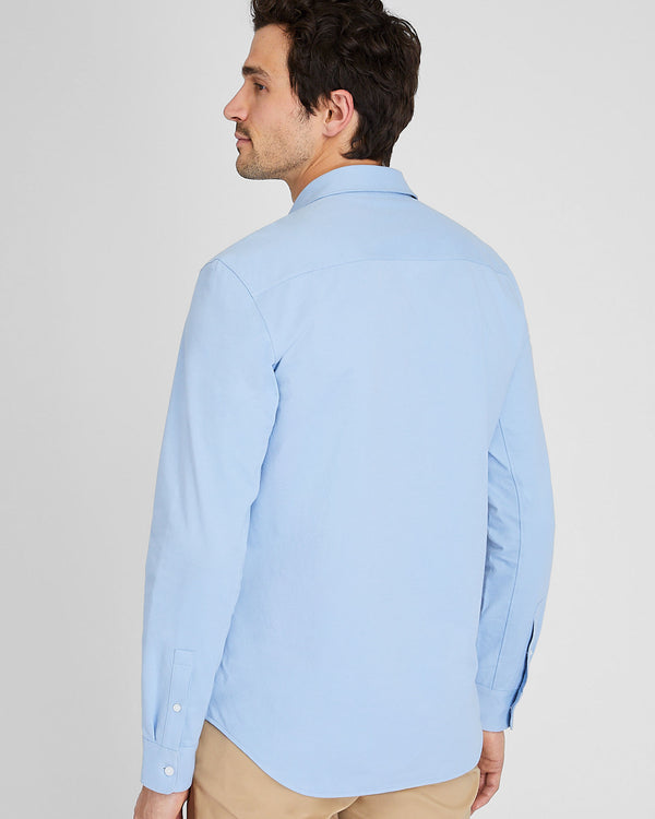 Club Monaco Long Sleeve Pique Oxford Knit Shirt Light Blue Base