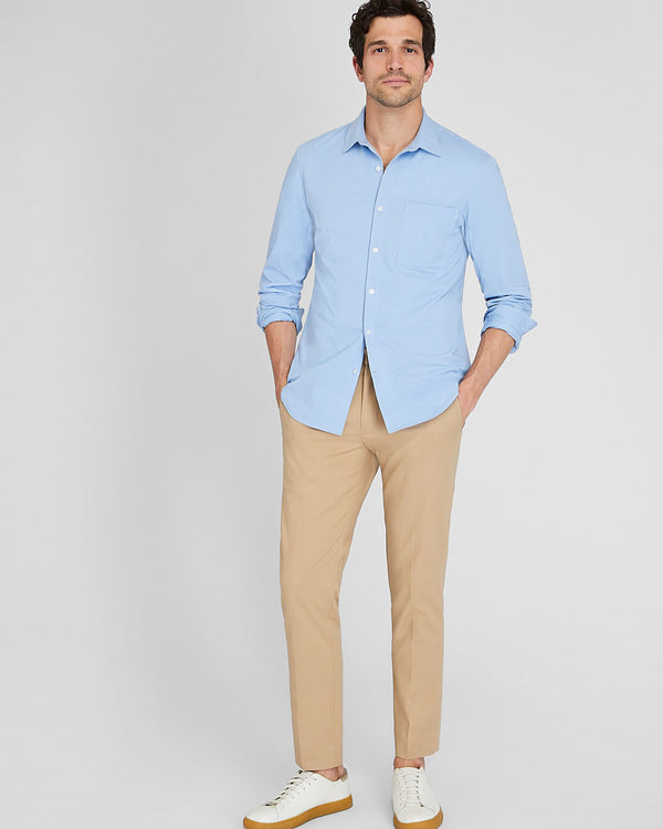 Club Monaco Long Sleeve Pique Oxford Knit Shirt Light Blue Base