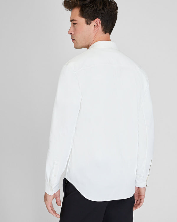 Club Monaco Long Sleeve Pique Oxford Knit Shirt Pure White