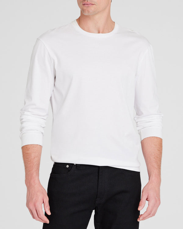 club monaco Long-Sleeve Refined Crew Tee Blanc De Blanc